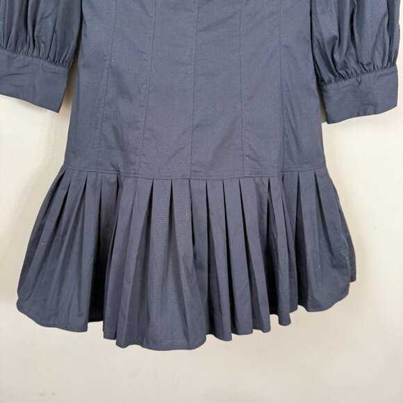 Cinq A Sept Sawyer V-Neck Pleated Mini Dress Women's 00 Blue Drop Waist Chic NWT - Picture 10 of 16